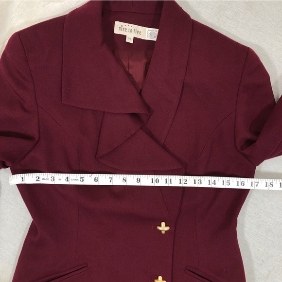 Pure New wool blazer holiday suit coat ruffled lapel gold metal buttons size 38 - Picture 9 of 9